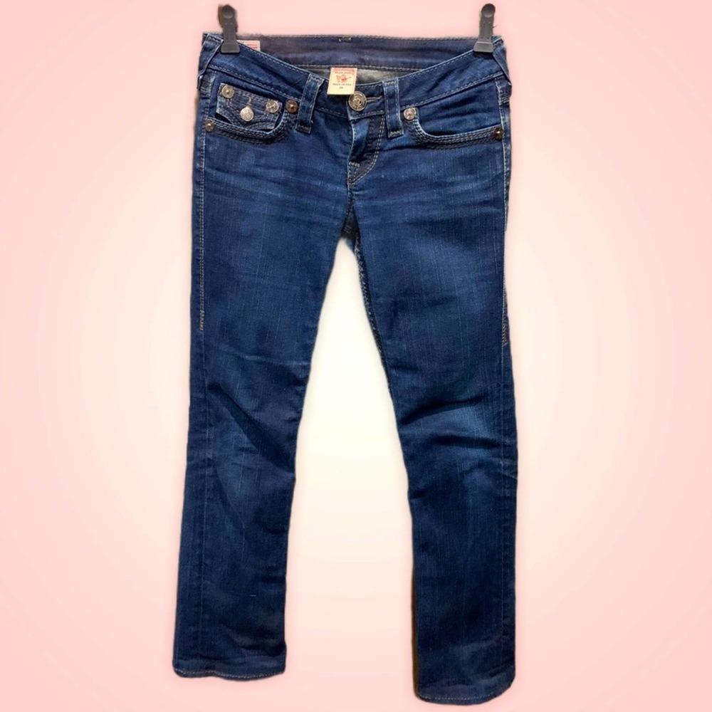 True Religion Jeans Billy Big QT Straight Women's Size 26 Dark Wash Button Flap